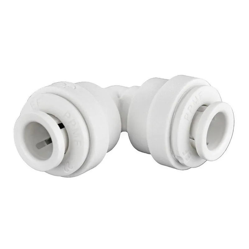 John Guest PP0308WP Speedfit 1/4 in OD Tube Union Straight Polypropylene 90 Degree Elbow