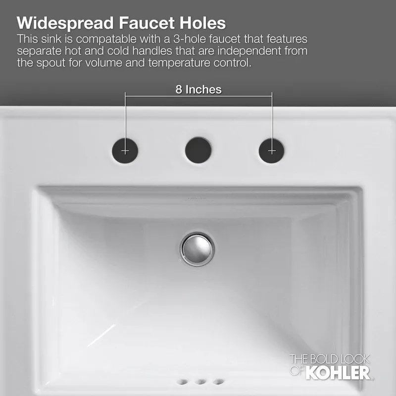 KOHLER 2714-8-0 Bryant 18-7/8 x 18-7/8 in. Round Drop-in Bathroom Sink