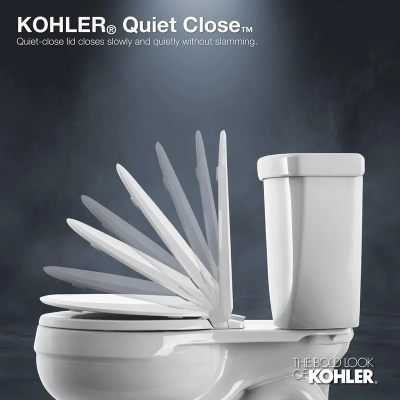 Kohler 40097 Reveal Quiet-Close Round Closed Front Toilet Seat with Cover in Black