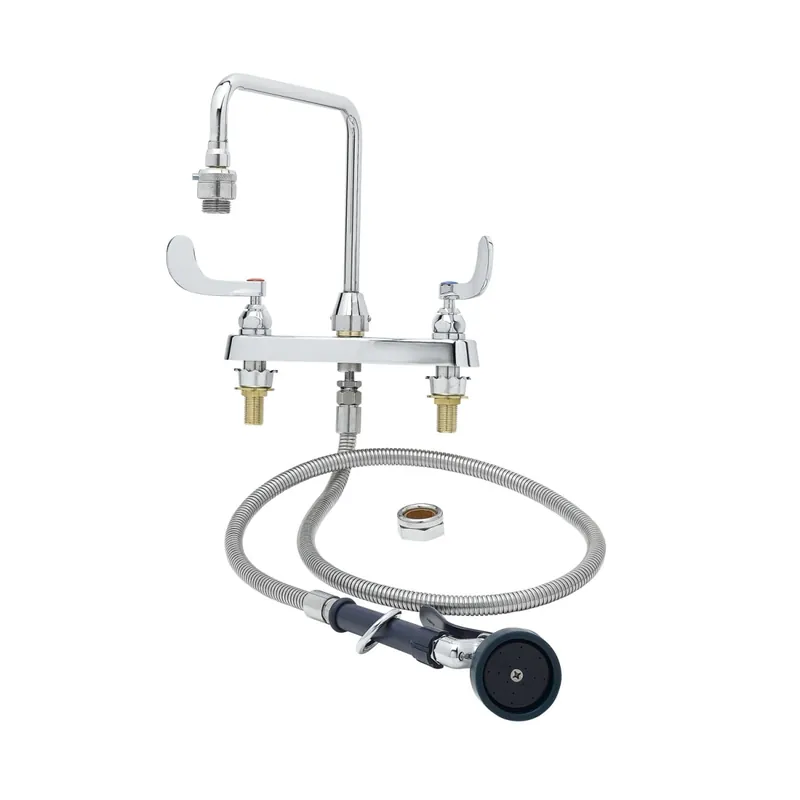T&S Brass B-2346 Workboard Faucet w/ Spray Valve 8 Centers Vacuum Breaker Gooseneck