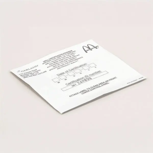 LABEL CERT.ROW 4.75 x 4.5 x 0.35 for Garland 4518261