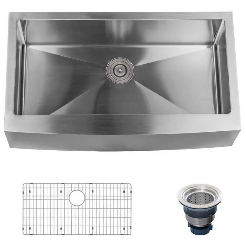 Miseno MNO163620F 10 in. 16 ga Stainless Steel Single Bowl Farmhouse Kitchen Sink