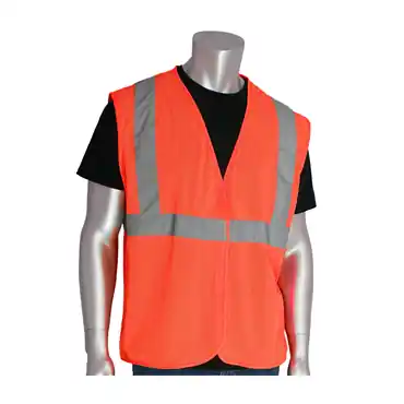 PIP 302-MVGOR-L Hi-Vis Orange Hook and Loop Large Vests