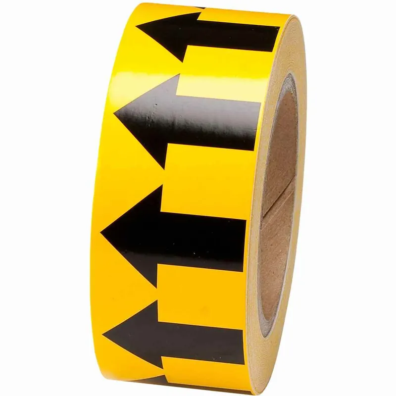 Brady 91420 Arrow Permanent Acrylic Pipe Banding Tape Black on Yellow 30 yd L x 2 in W