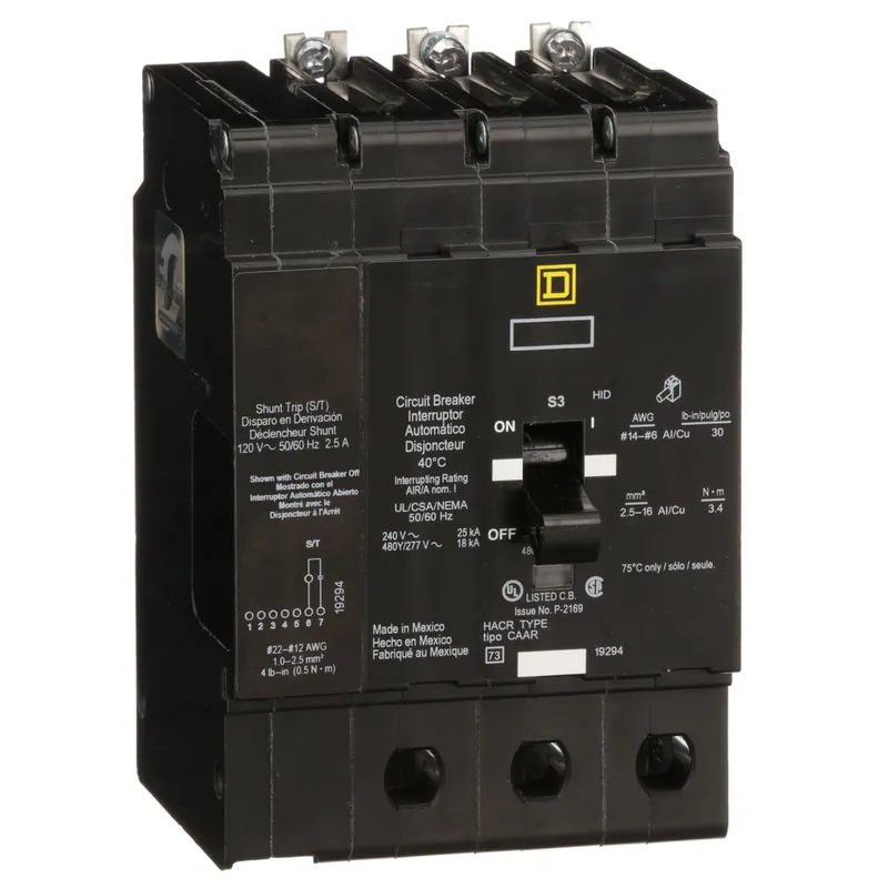 Square D EDB34020SA 3-Pole 20 Amp 480 Star/277 Volt Thermal Magnetic Miniature Circuit Breaker