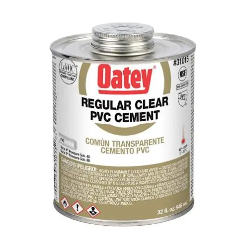 Oatey 30346S PVC Cement Liquid Clear 16 oz