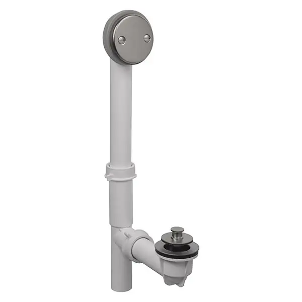 IPS Corporation 61222 Plastic Tubular Bath Waste & Overflow with Push eN Lift Stopper and 2-hole Overflow Plate