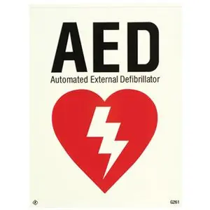 First Aid Signs 261GBR Glow-In-The-Dark AED Sign