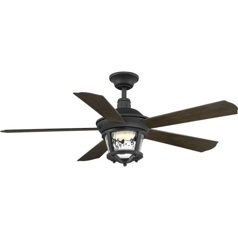 Progress Lighting P2576-8030K Smyrna 58W 5-Blade Indoor Ceiling Fan with 52 in. Blade Span and LED Light in Forged Black