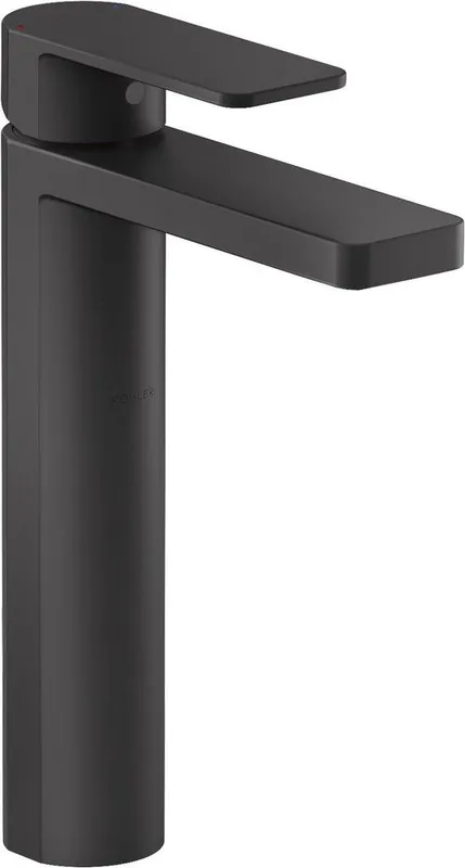 KOHLER 23475-4-BL Parallel Single Handle Monoblock Bathroom Sink Faucet in Matte Black