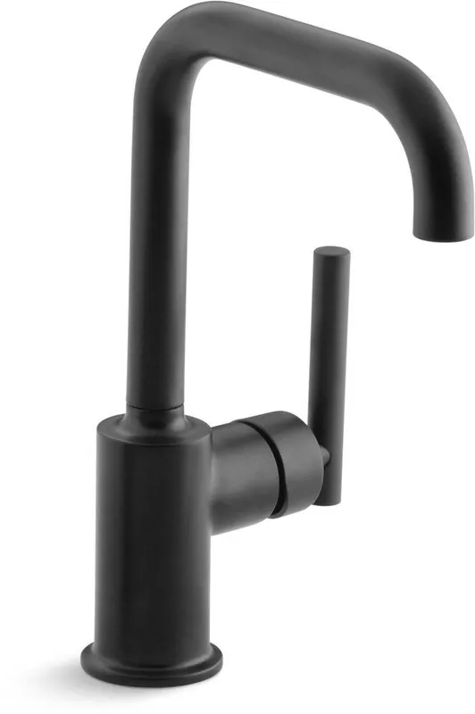 KOHLER 7509-BL Purist Single Handle Bar Faucet in Matte Black