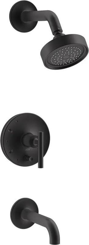 KOHLER T14421-4-BL Purist One Handle Single Function Bathtub & Shower Faucet in Matte Black (Trim Only)