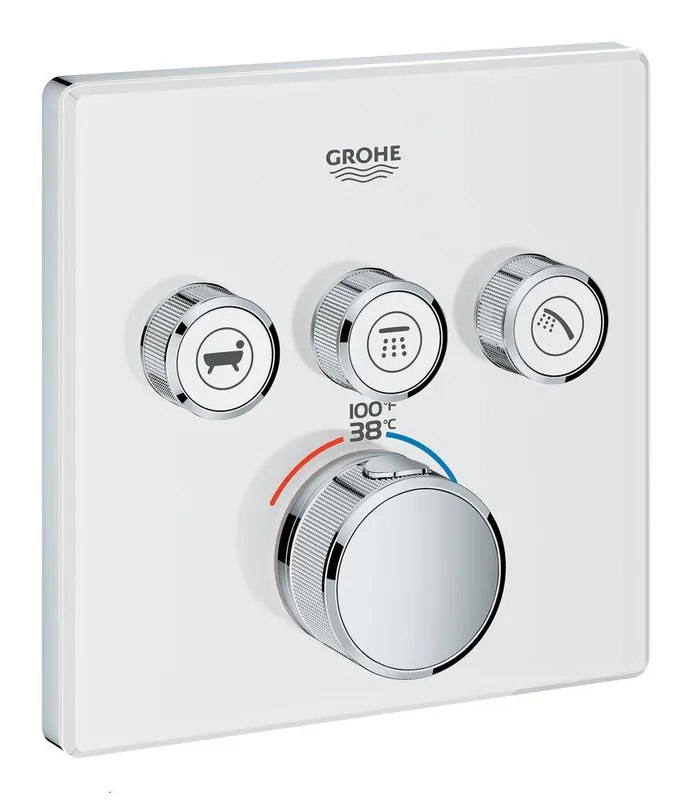 GROHE 29165LS0 Grohtherm Four Handle Thermostatic Valve Trim in Moon White