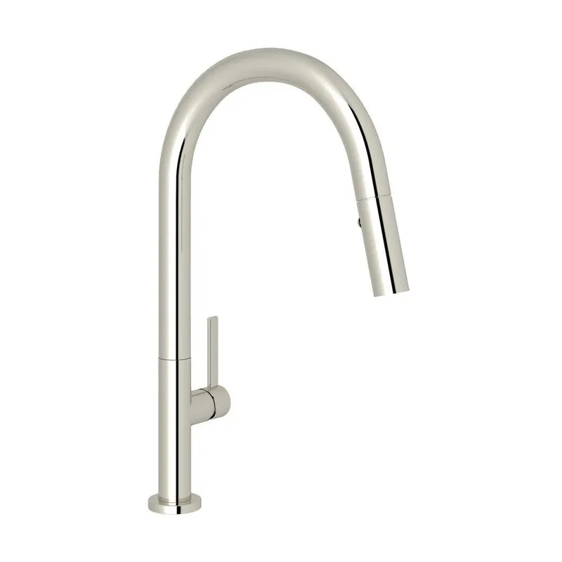 Rohl R7581LMPN-2 Wave Single Handle Pull Down Kitchen Faucet in Polished Nickel