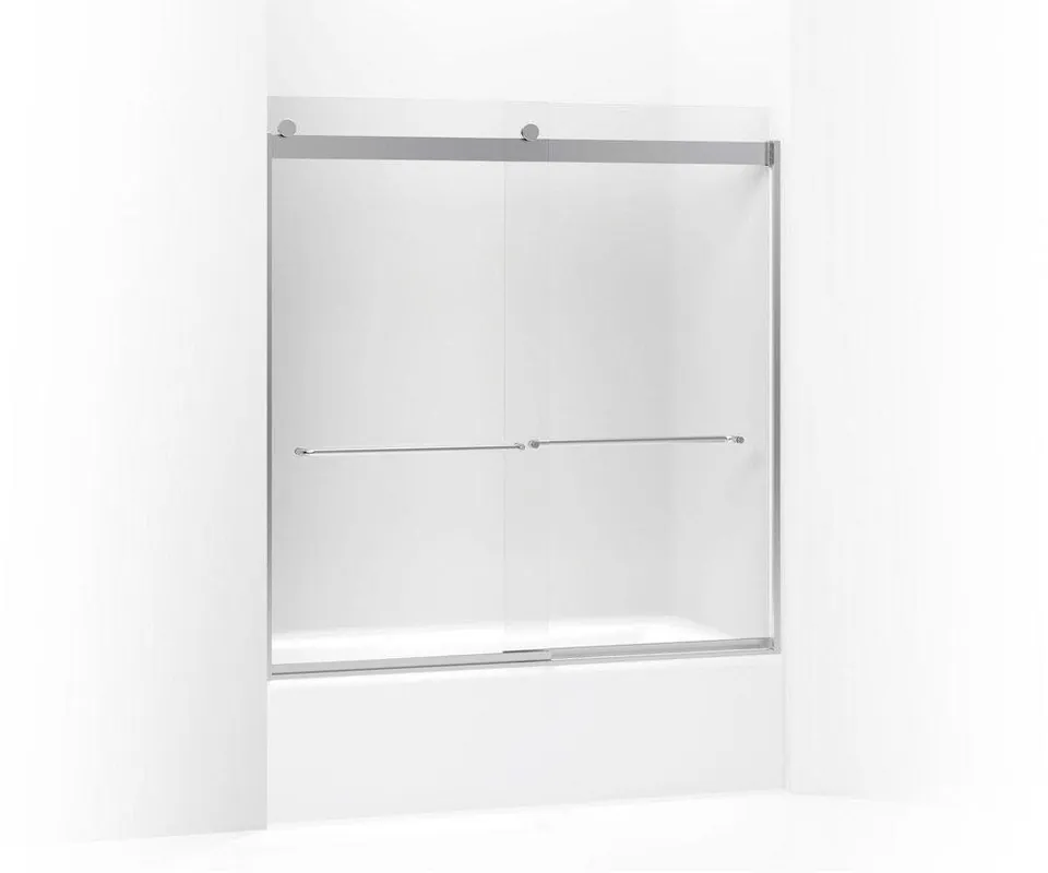 Kohler 706004-D3-SH Levity 62 x 59-5/8 in. Frameless Sliding Bath Door with Frosted Glass and Towel Bar