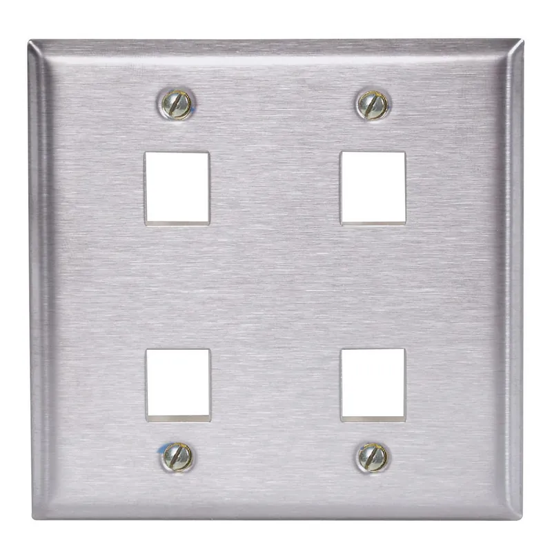 Bryant Electric SSF204 Rear Load Standard Keystone Faceplate 2 Gangs 4 Ports