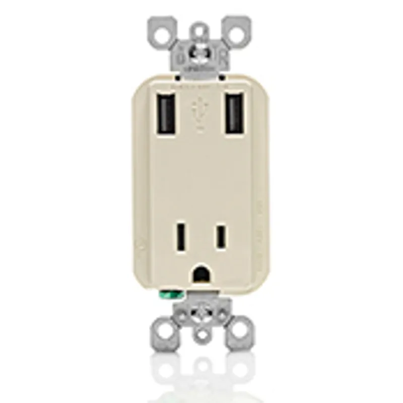 Leviton T5630-T USB Charger/Tamper-Resistant Receptacle 15-amp 125-volt