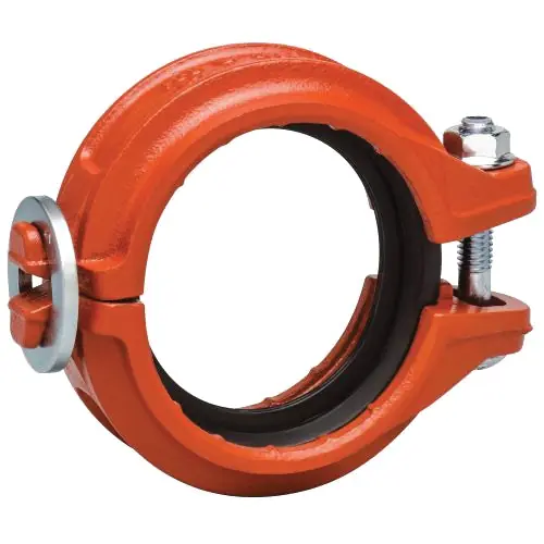 Victaulic L012109PE0 FireLock Installation-Ready 109 Orange Enamel Ductile Iron Grooved Rigid Coupling with Grade E EPDM Type-A Vic-Plus Pre-Lubricated Gasket 1-1/4 in