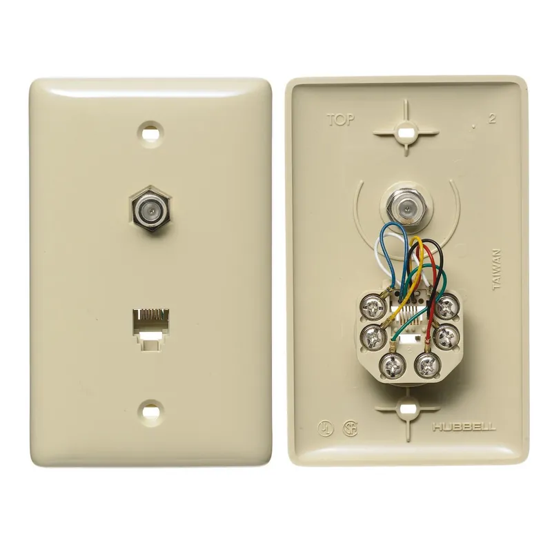 Bryant Electric NS748I 1-Gang Molded-In Standard Wallplate With F-Connector
