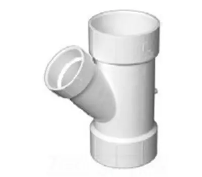 CHARLOTTE PIPE AND FOUNDRY PVC006012000 4 in. Hub x 4 in. Hub x 3 in. Hub PVC DWV 45-Degree Reducing Wye