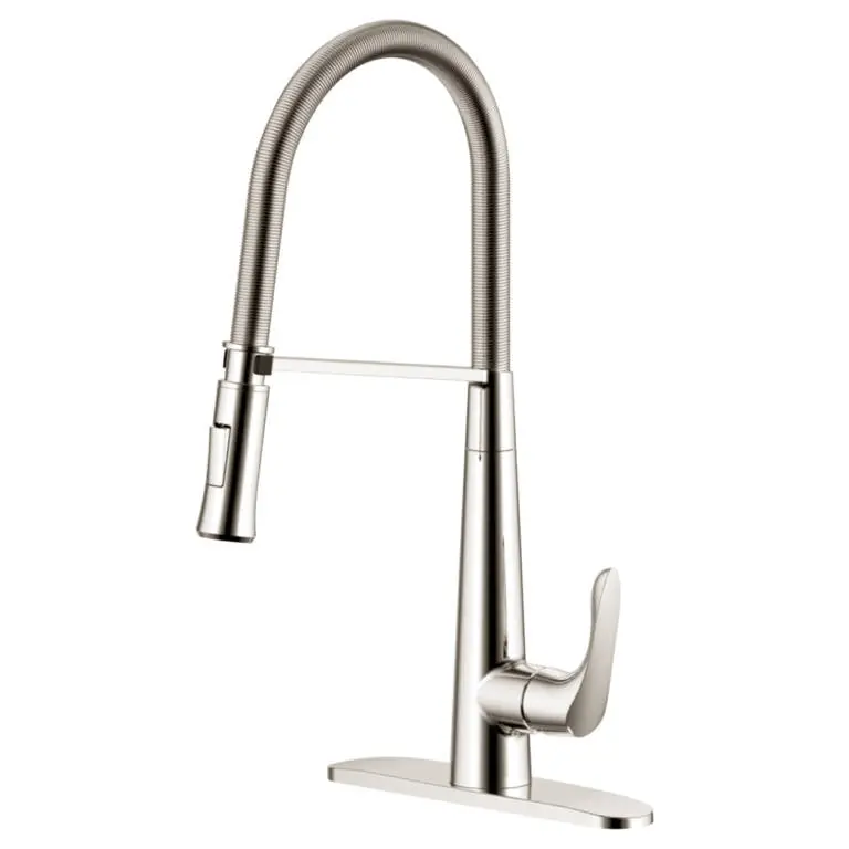 Luxury Line 192-6472 Aegean Single Handle Coil Pull-Down Kitchen Faucet, Brushed Nickel