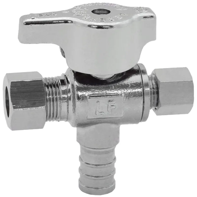 Legend Valve 114-805NL 1/2 x 3/8 x 1/4 Dual Outlet Angle Stop Valve