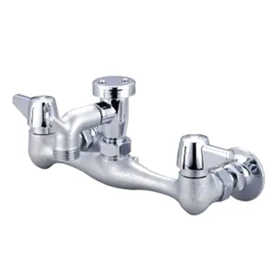 Central Brass 0050-URC Rough Chrome 2-Handle Fixed Service Sink Faucet with 1/2-14 NPT 8 in Centers