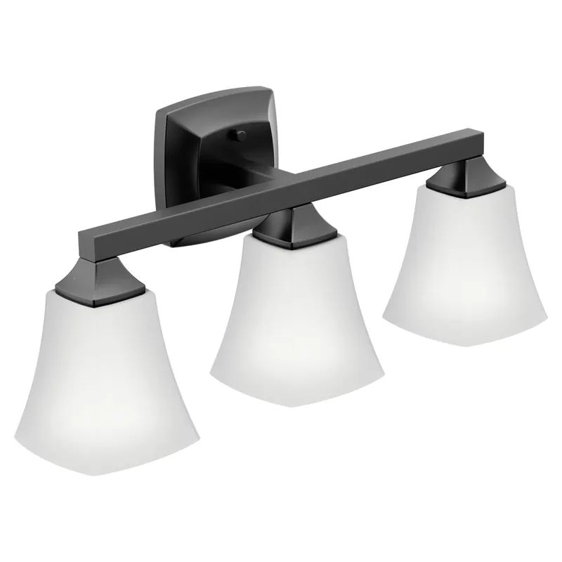 Moen YB5163BL Voss Matte Black Three Globe Bath Light