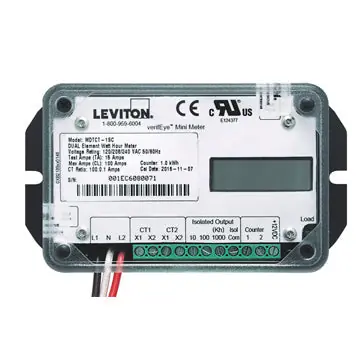 Leviton MDTCT-2NC Gen3 Dual Element Mini Meter 1kWh 3W 120V 200A LCD Module without CT