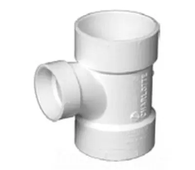 Charlotte Pipe and Foundry PVC004010800 2 in. Hub x 1-1/2 in. Hub x 2 in. Hub PVC DWV Sanitary Reducing Tee