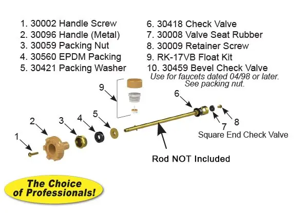 WCM INDUSTRIES RK-17MH Woodford Manufacturing Repair Kit Power Each