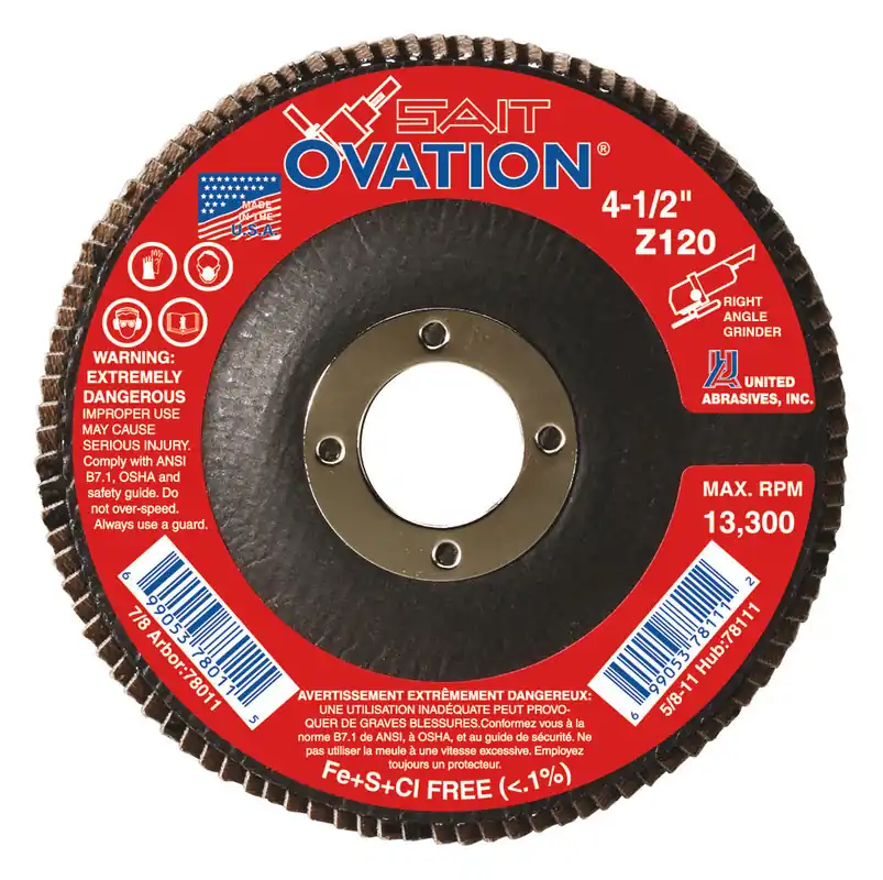United Abrasives 78011 120G 4-1/2 7/8 Ovation Z Flap Disc