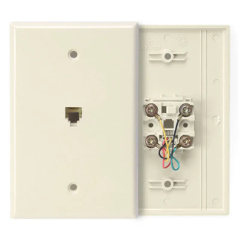 Leviton 40549-T Type 625B4 Telephone Midway Wall Plate Flush Mount Jack, 1 Modular 6P4C Jack