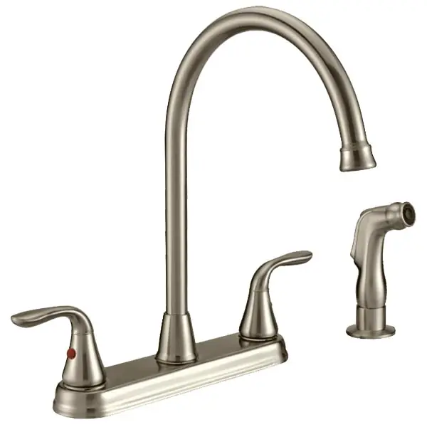 Luxury Line 191-7704 Bethany Two Handle High Arc Pull-Down Kitchen Faucet with Side Spray