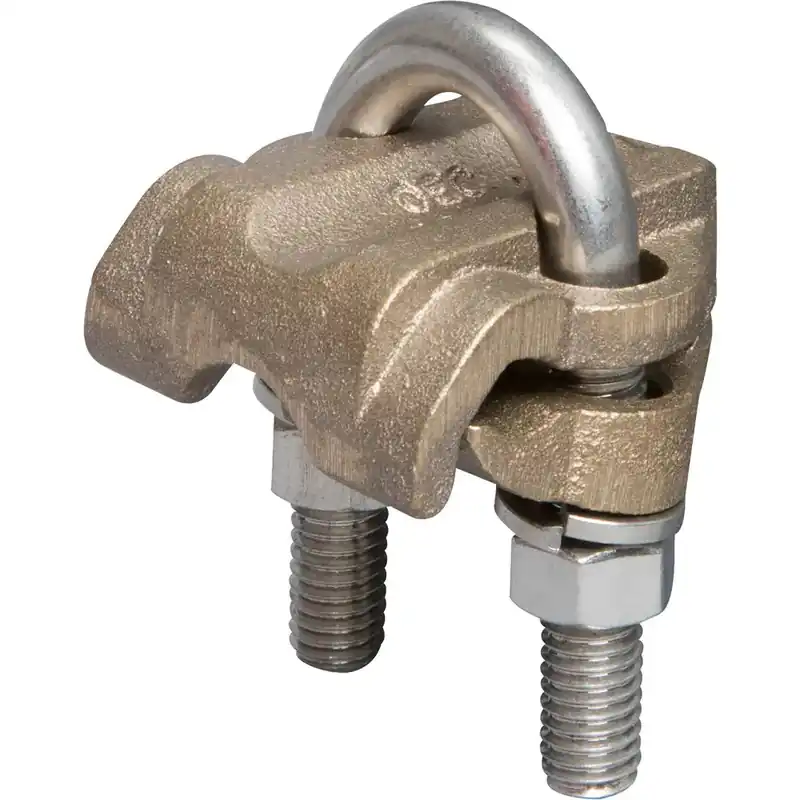 NSI UC-105 Heavy Duty U-Bolt Ground Clamp, 5/8 to 3/4 in Rod, 2/0 AWG to 250 kcmil Conductor