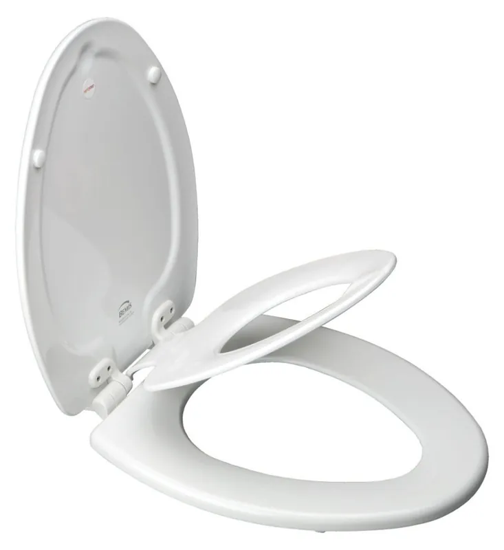 Bemis 1483SLOW-000 White Molded Wood Easy Clean and Change Hinge Closed Front Elongated Potty Toilet Seat with Cover