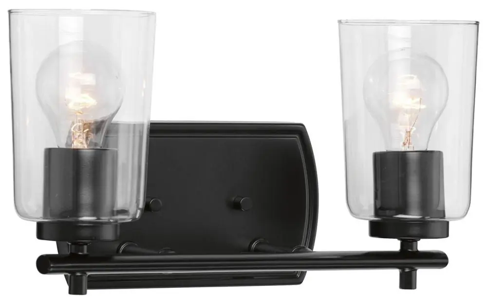 Progress Lighting P300155-031 Adley 60W 2-Light Vanity Fixture in Matte Black