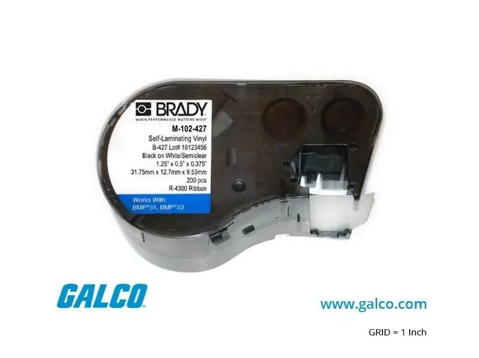 Brady M-102-427 Label Vinyl 1.25in x 0.5in 200/RL