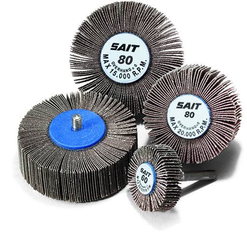 United Abrasives 70011 Mounted Flap Wheel - Aluminum Oxide, 80 Grit, 1 in Wheel Diameter, 1 in Wheel Width