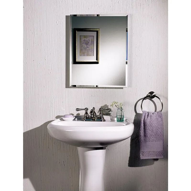Jensen 1453ADJ Single Door Recessed Mount Frameless Medicine Cabinet in White