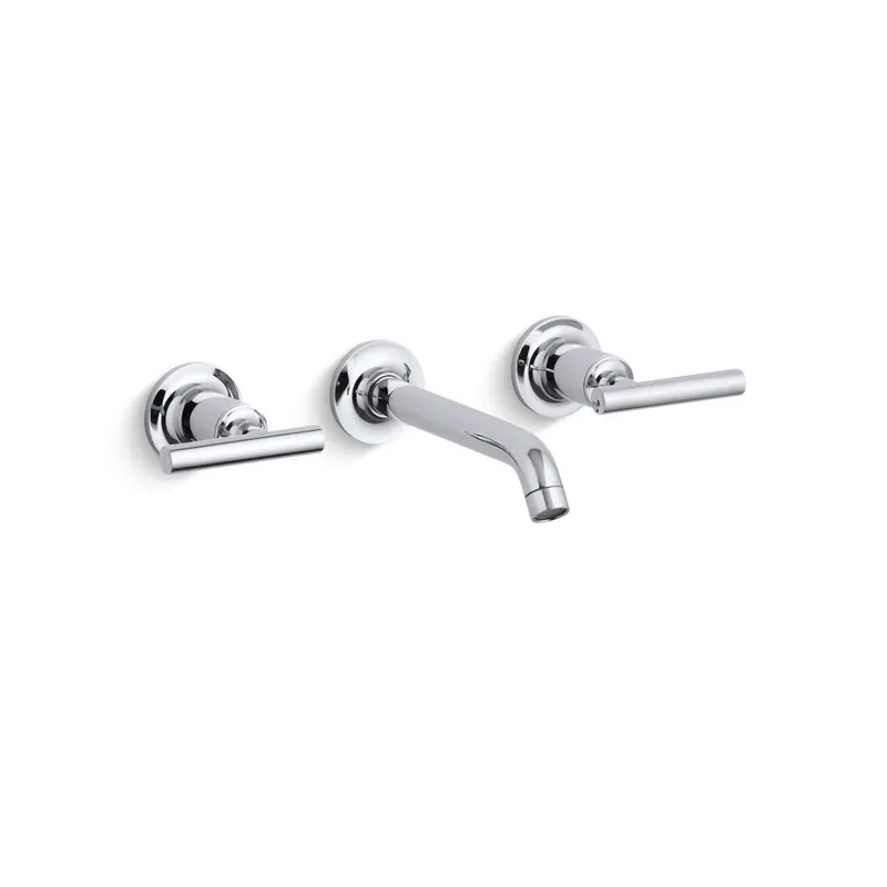 KOHLER T14413-4-BV Purist Two Handle Wall Mount Widespread Bathroom Sink Faucet in Vibrant Brushed Bronze