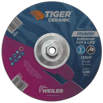 Weiler 68393 Tiger Grinding Wheel 9 in 30 Grit 5/8 in-11