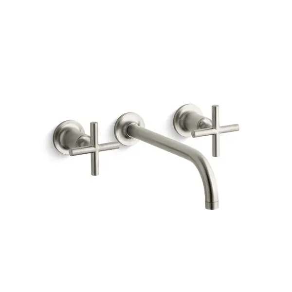 Kohler T14414-3-BN Purist Two Handle Wall Mount Widespread Bathroom Sink Faucet