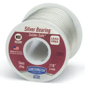Harris 331762 Silver Bearing Alloy Solder (Tin-Copper-Silver) Spool Lead-Free 1 lb