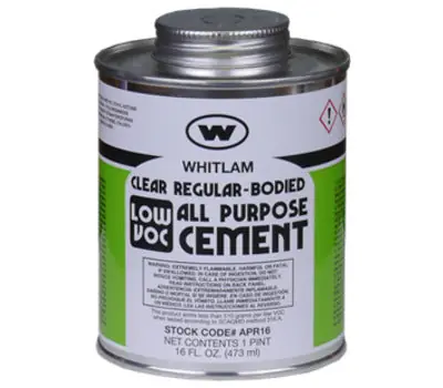 Whitlam APR16 All Purpose Regular-Bodied Low VOC Solvent Weld Cement Clear 1 Pint