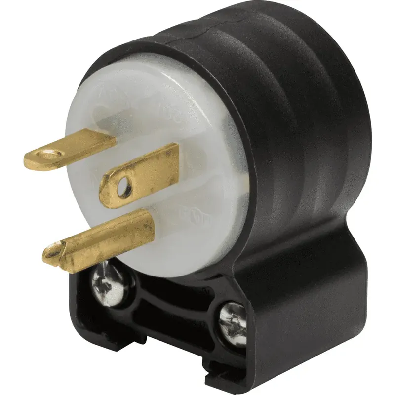 Pass & Seymour PS5466-SSAN Extra-Hard Use Angled Plug 20A 250 VAC 2-Pole Black and White