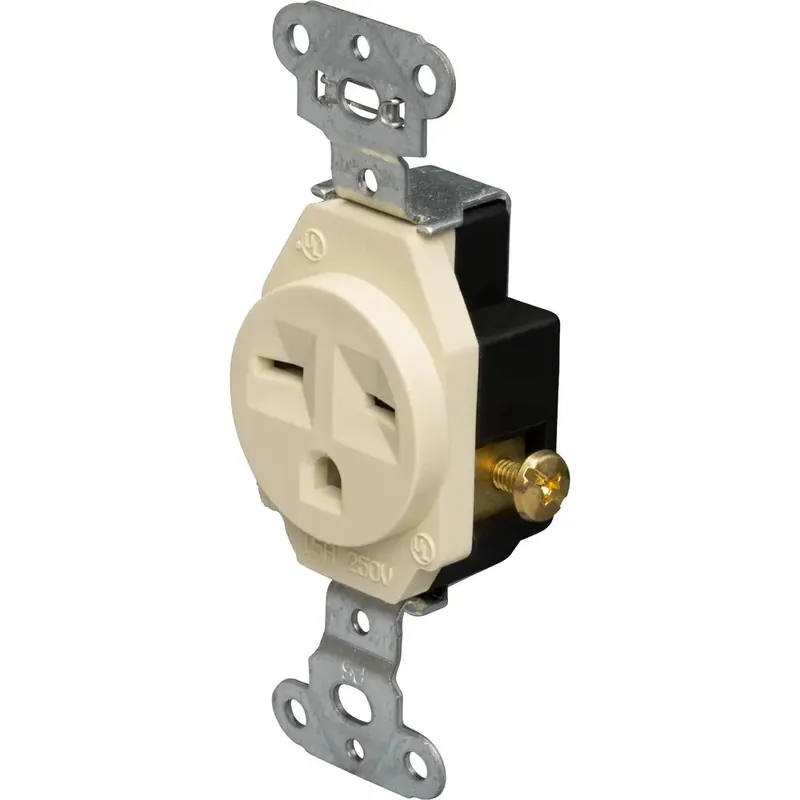 Pass & Seymour 5651I Heavy Duty Spec-Grade Single Receptacle 15A 250 VAC Back and Side Wire Ivory