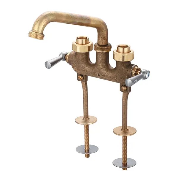 Central Brass 0469 Two Lever Handle Laundry Faucet with 6 Tube Swivel Spout 3-1/2 Centers