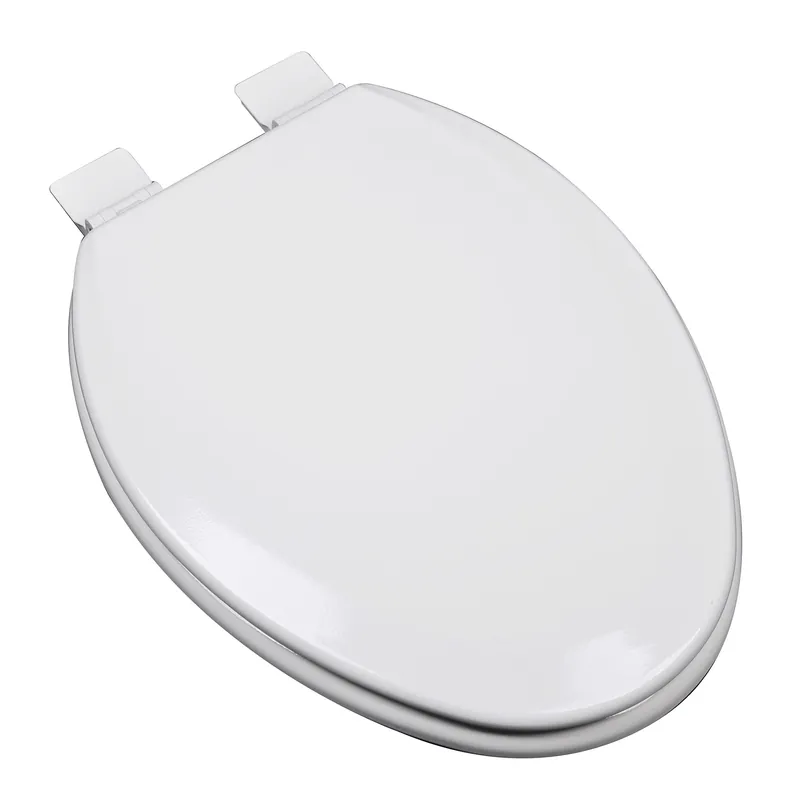 BathDecor 1F1E5-00 Toilet Seat with Cover, Elongated, Closed Front, Standard Close, White, Molded Wood, 19 inch