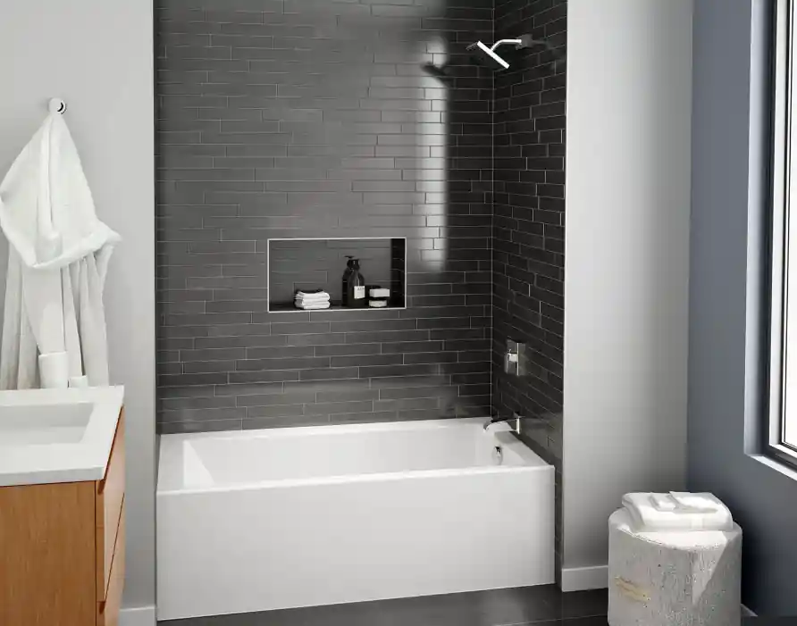 Swanstone VP6032CTMINL Solid Surface Bathtub with Left Hand Drain in White